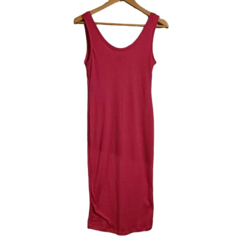 Ambiance Pink Tank Top Midi Ribbed Bodycon Dress